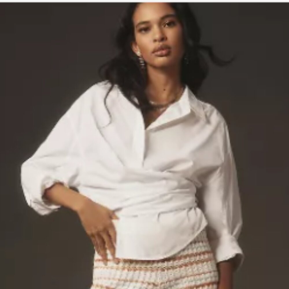 Citizens Of Humanity White Draped Wrap Blouse